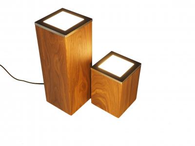 Produktbild Holzlampe 2-teilig Nussbaum massiv mit LED Leuchten - holzboutique.de