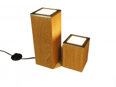 Produktbild Holzlampe 2-teilig Eiche massiv mit LED Leuchten - holzboutique.de