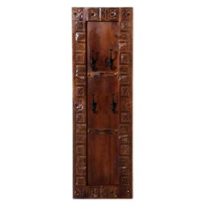 Wandgarderobe aus Teak Massivholz Antik Finish