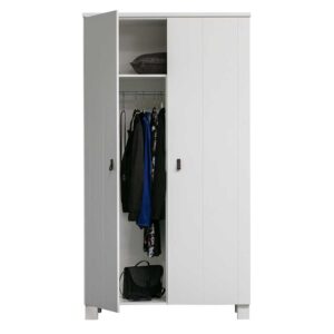 Skandi Design Drehtürenschrank in Weiß Kiefer Massivholz