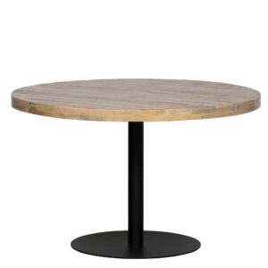 Küchen Tisch rund aus Mangobaum Massivholz White Wash