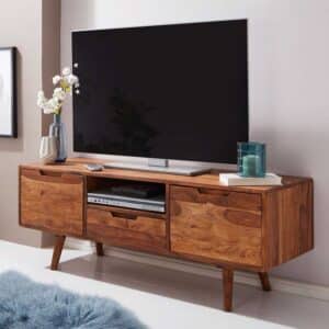 Retro TV Board aus Sheesham Massivholz 135 cm breit