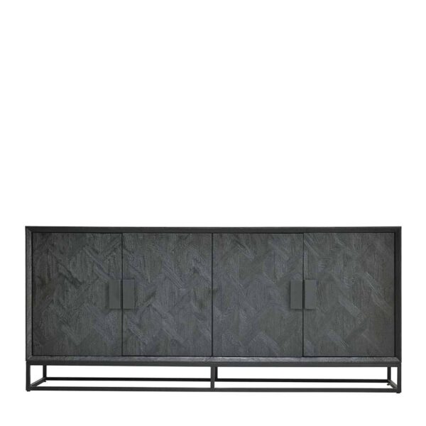 Schwarzes Sideboard modern aus Mangobaum Massivholz 195 cm breit