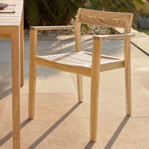 Teak Gartenstühle aus Massivholz Armlehnen (6er Set)