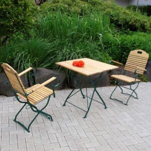 Klappbare Gartenmöbel aus Robinie Massivholz Stahl (dreiteilig)