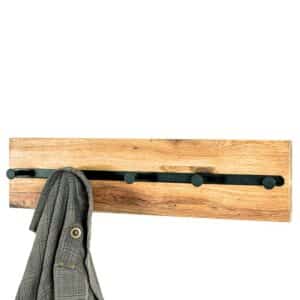 Garderobe Massivholz und Metall Eichefarben und Schwarz