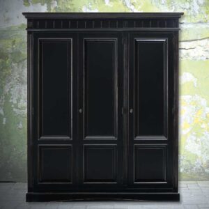 Kleiderschrank in Schwarz Fichte Massivholz