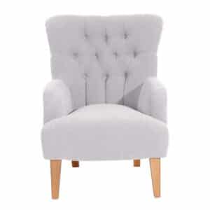 Einzelsessel Silbergrau Vintage aus Velour Buche Massivholz