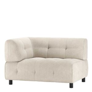 Hellgraues Modulsofa Eckelement aus Cord und Birke Massivholz 122 cm breit