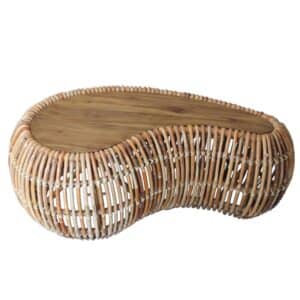 Nierentisch aus Rattan Teak Massivholz