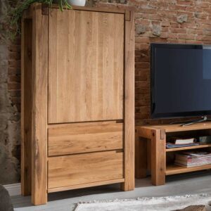 Wohnzimmer Highboard aus Eiche Massivholz 155 cm hoch