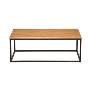 Couchtisch aus Eiche Massivholz Bügelgestell in Schwarz