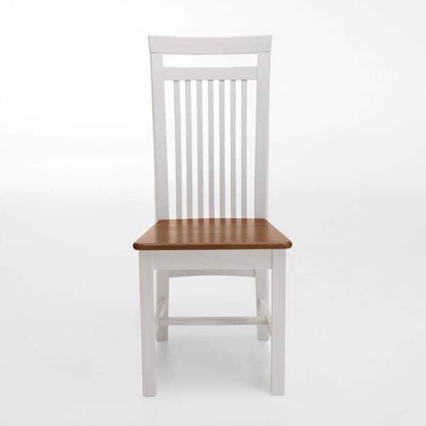Esszimmerstuhl in Weiß Braun Kiefer Massivholz (2er Set)