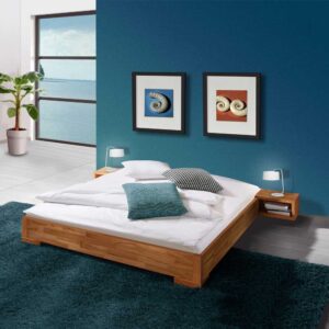 Bett aus Kernbuche Massivholz Nachttisch