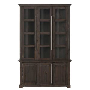 Schrank Vitrine im Landhausstil Kiefer Massivholz dunkel