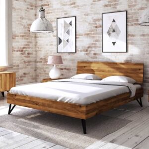 Holzbett aus Wildeiche Massivholz Loft Design