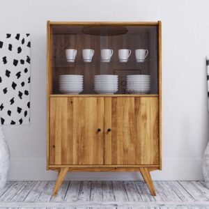 Esszimmervitrine aus Wildeiche Massivholz 100 cm breit