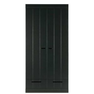 Schlafzimmerschrank in Schwarz Kiefer Massivholz
