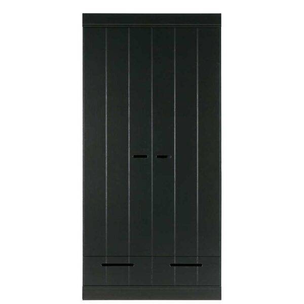Schlafzimmerschrank in Schwarz Kiefer Massivholz